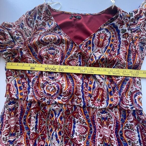 Signature by Sangria, Boho Tiered V-Neck Bell Sleeve Dress, Size 20W - Picture 3 of 10